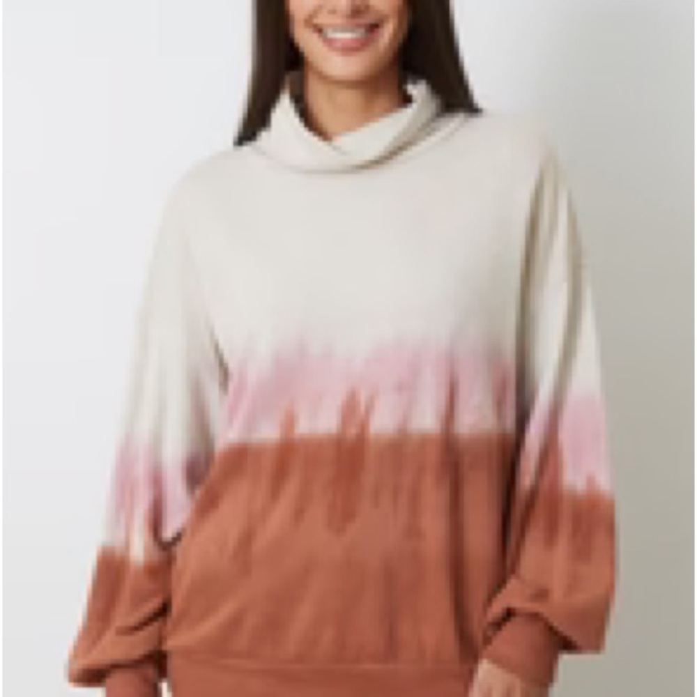 good hYOUman Cream and Brown Cowl Neck Sweater